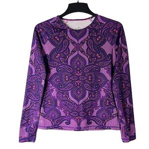 Athleta Morning Glory Purple Paisley Long Sleeve Top
